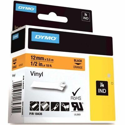 DymoDymo Rhino Renkli Vinil Şerit Siyah-Turuncu 12mmx5,5m 18435