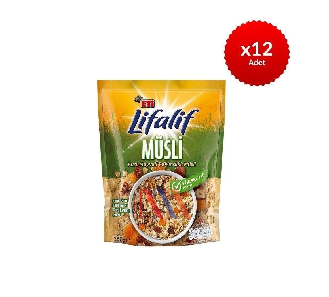 EtiEti Lifalif Kuru Meyveli, Fındıklı Müsli 350 gx12'li Kutu