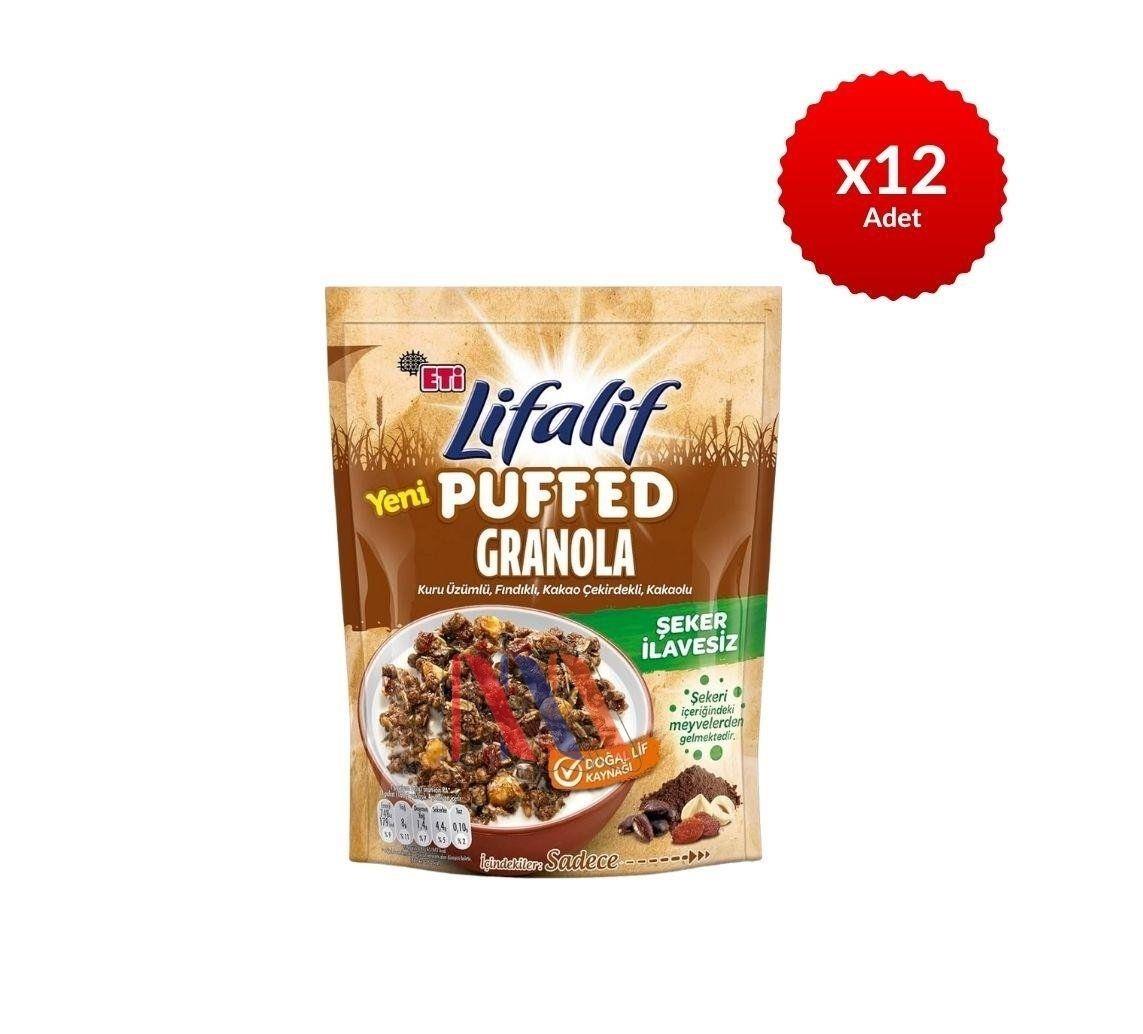 EtiEti Lifalif Puffed Granola Kakao 160 gx12 Adet