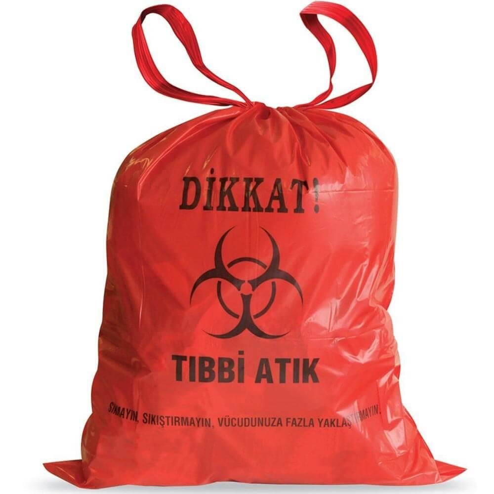 Kazanç Tıbbi Atık Büyük Boy Kırmızı Çöp Torbası Eko 65x80 Cm 10'Lu 20 Paket