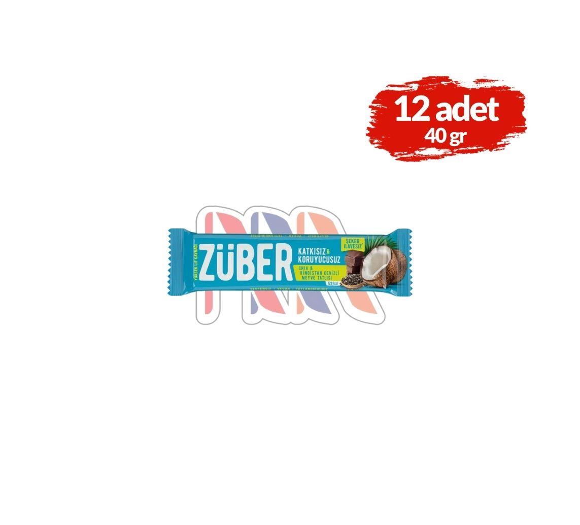 ZüberZüber Chia ve Hindistan Cevizli Meyve Bar 40grx12 Adet