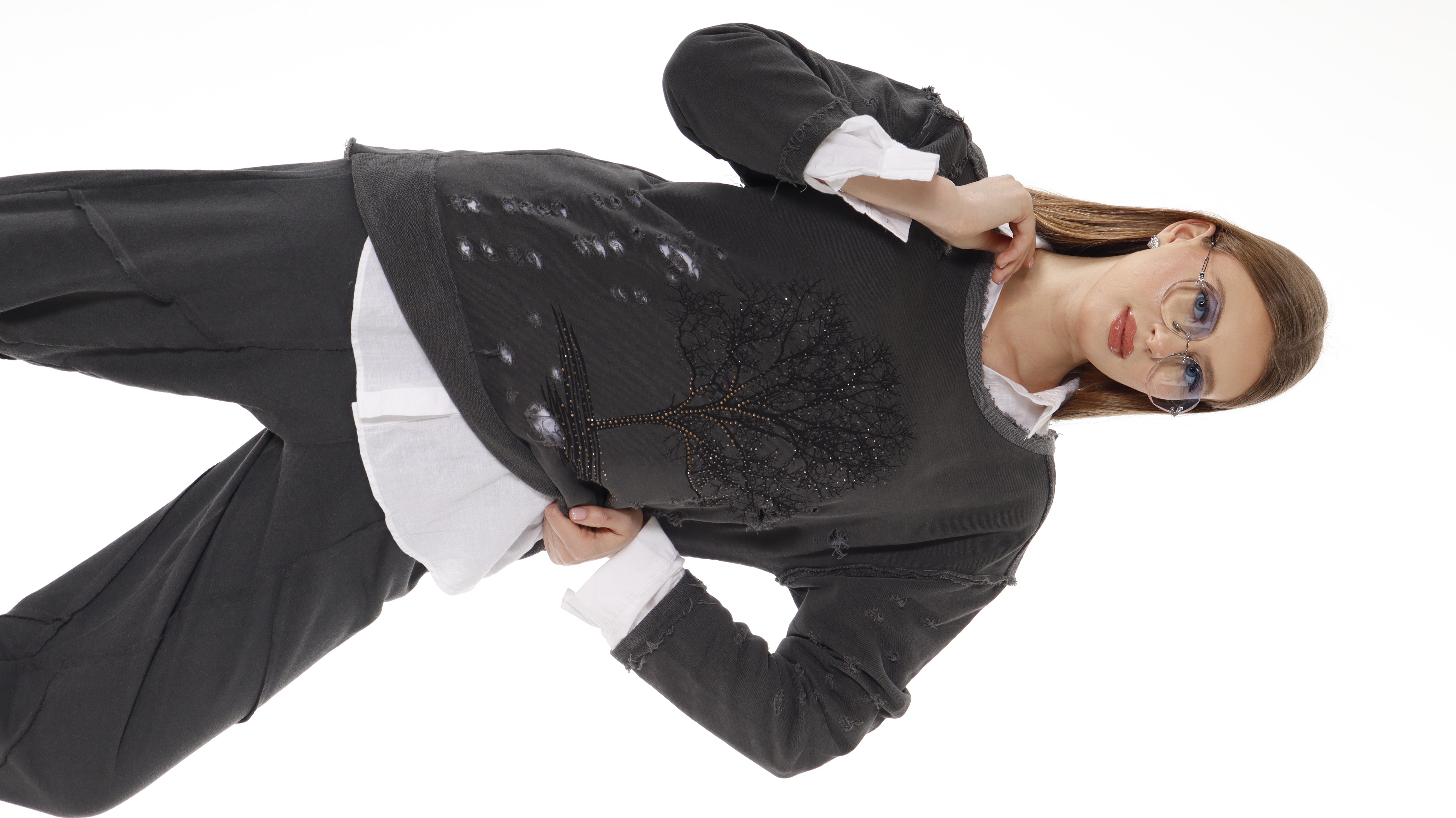 Taşlı Pamuklu Sweat