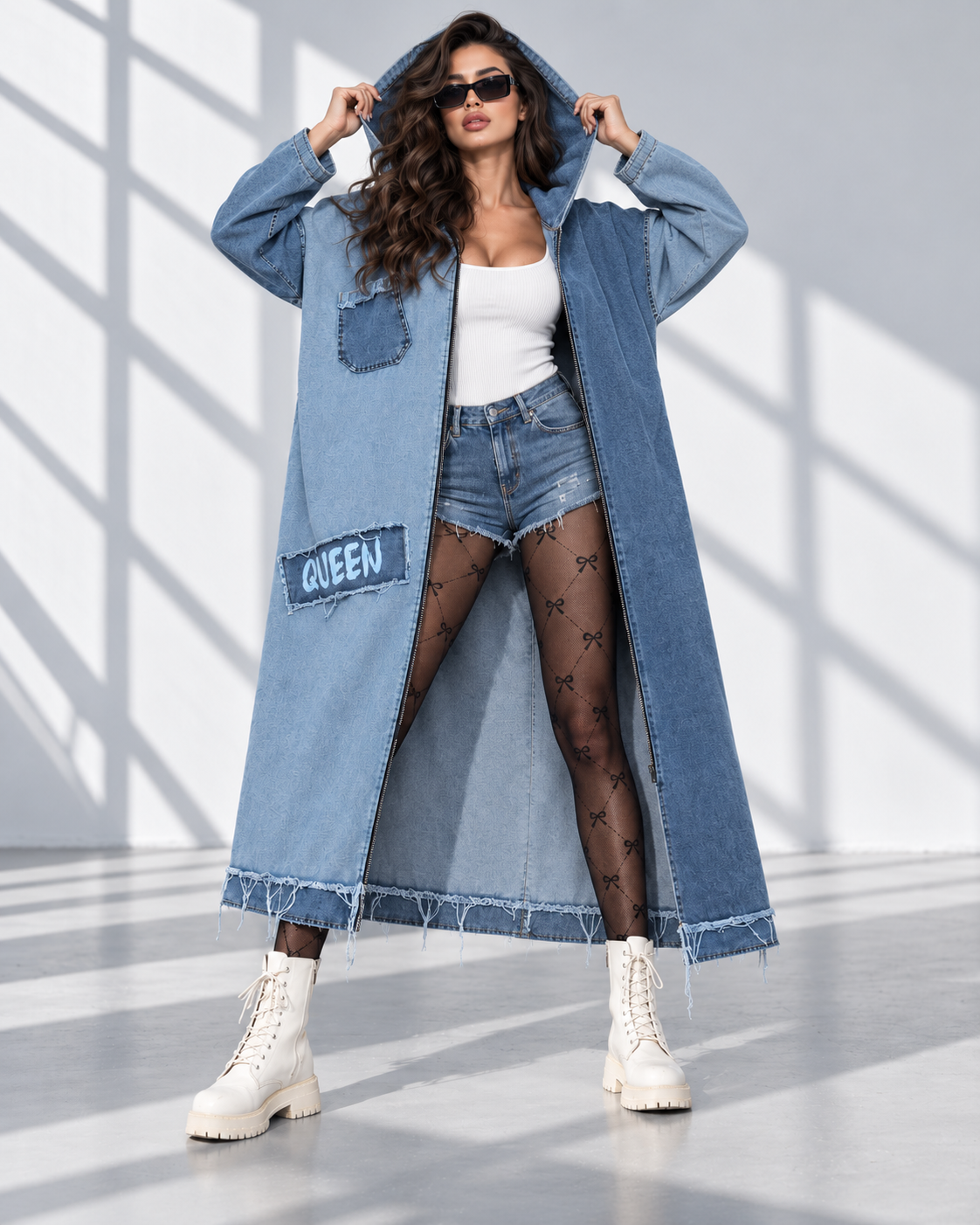 Yıkamalı İnce Kot Oversize Ceket