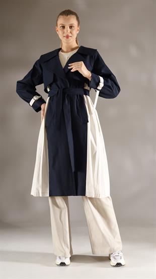 İtalyan Style Asterli Trençkot lacivertshE Tekstilİtalyan Style Asterli Trençkot Lacivert