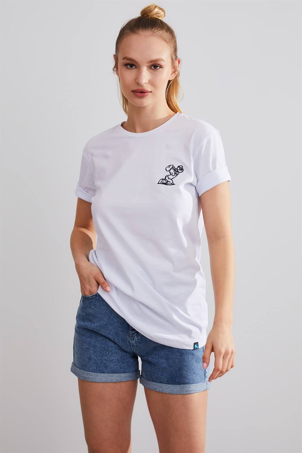 NORTHLIGHT | Unisex Temel Reis Beyaz Nakışlı T-shirt