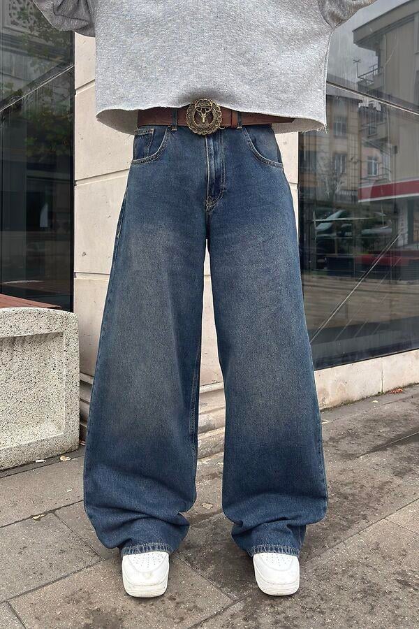  Washed Navy Blue Jaya Baggy Pants