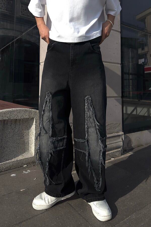 Antrasit Eskitme Ton Plus Tassel Baggy Pants