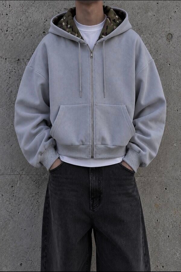 Arctic Camo Zip Oversize Hoodie