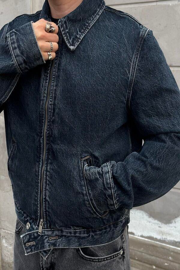 Classic Fit Zip-Up Denim Jacket