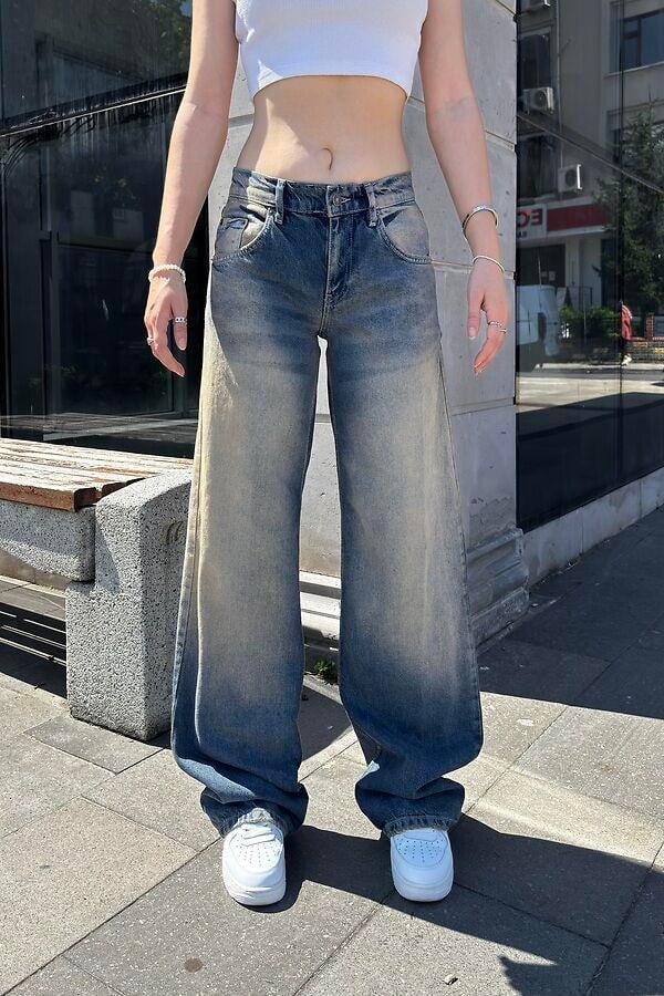 Eskitme Ton Lowride Pattern Jeans