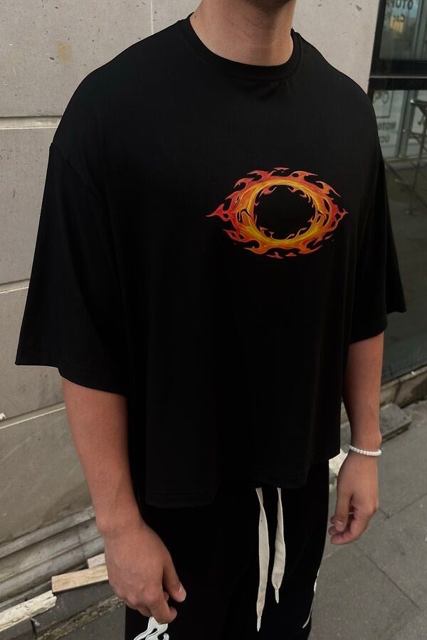 MW Premium Special Oversized Flame Ring Black T-shirt