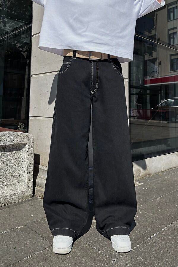 Neo Skate Siyah Kontrast Dikişli Baggy Jean