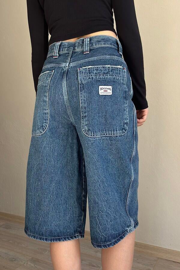 Nicola İndigo Longline Denim Jorts