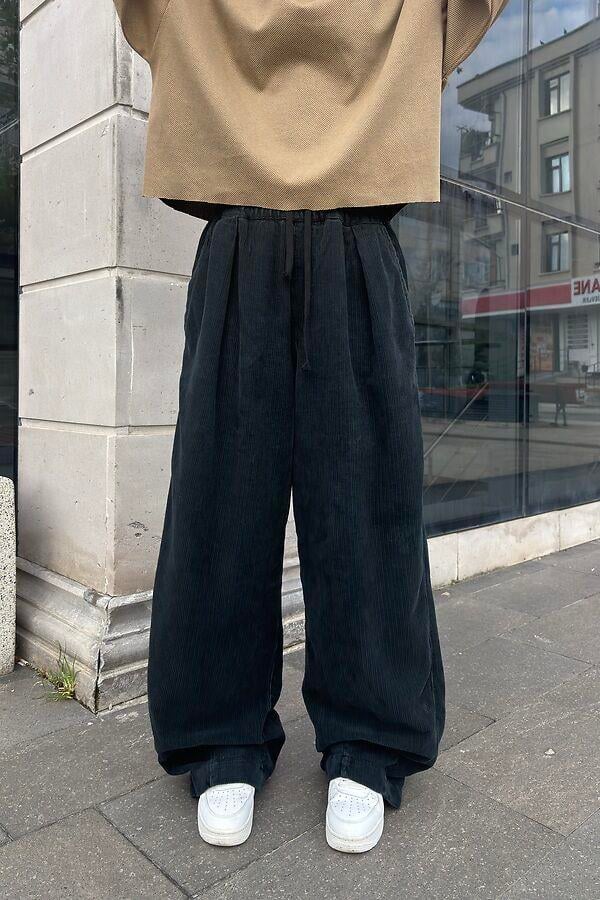 Premium Antrasit Tone Conduroy Baggy Pants