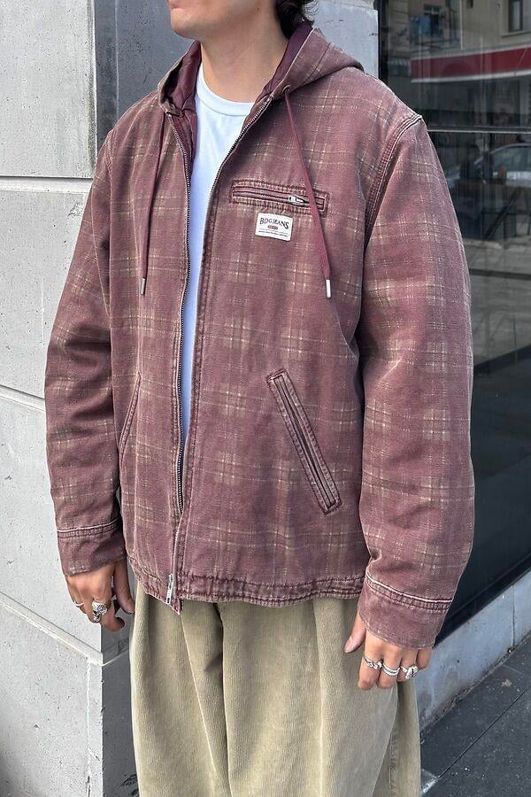 Premium Burgundy Check Skate Jacket