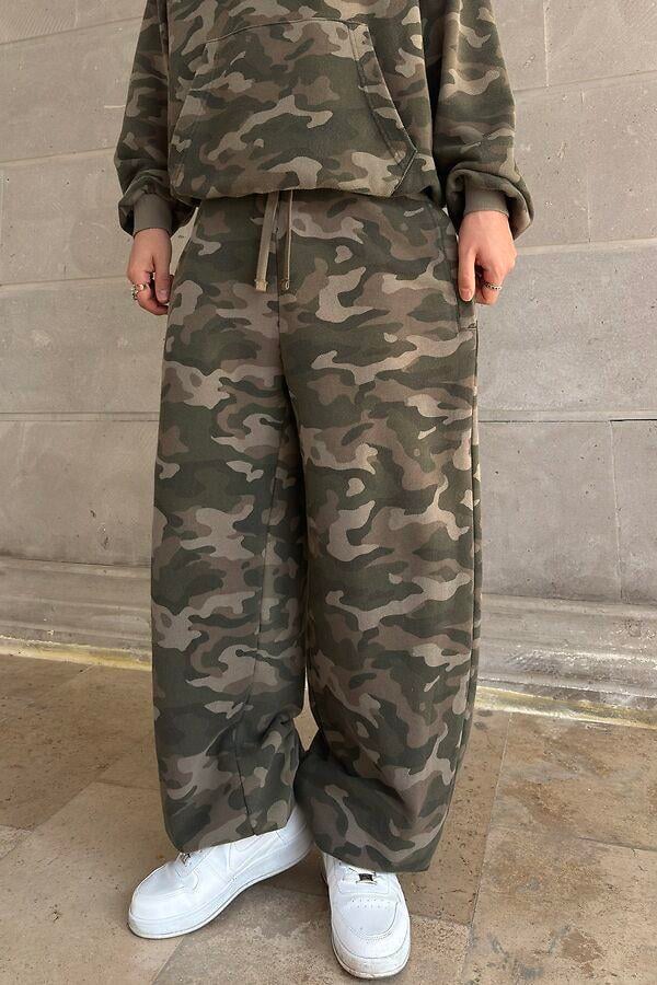 Premium Camouflage Paça Lastikli Oversize Esofman Altı