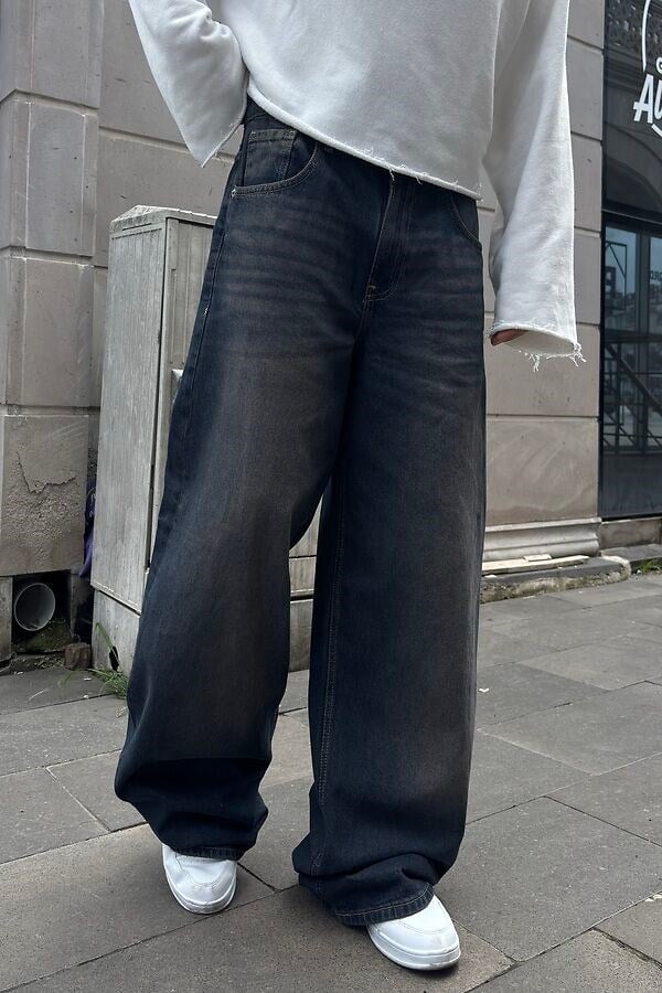 Premium Dark-Blue Eskitmeli Ultra Baggy Jean