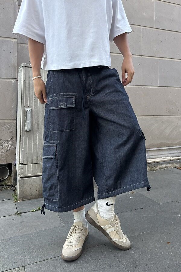 Premium Detroit Crop Pull-On Baggy Cargo Jorts