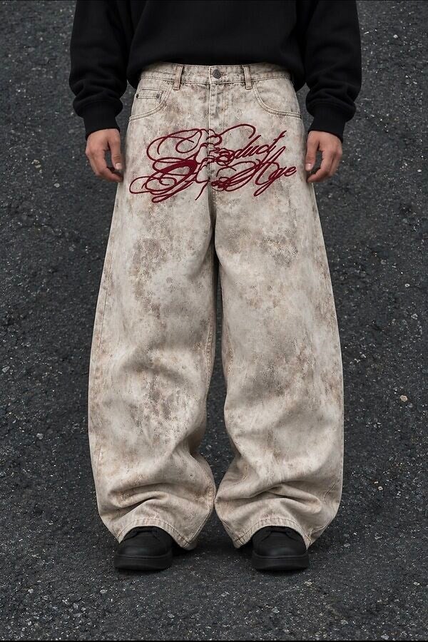 Premium Dirty Beige Buckle Back Ultra Baggy Pants