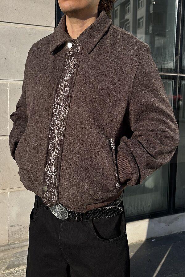Premium Nakış İşlemeli Brown Western Jacket