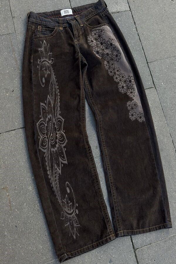 Premium Paisley Bloom Kadife Kaplama Düşük Bel Pants