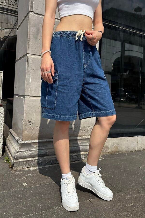 Rw Blue Denim Cargo Shorts