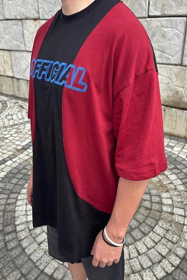 Black And Red Nakışlı T-shirt
