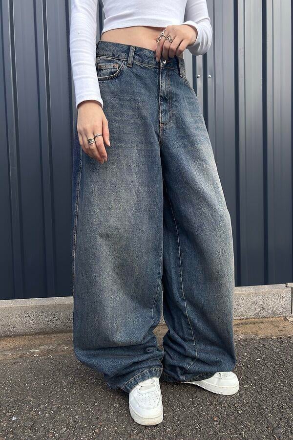 CL Dark Blue Washed Ekstreme Baggy Jeans