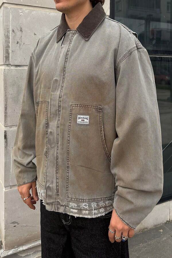 Denim Tinted Canvas Worker Jacket