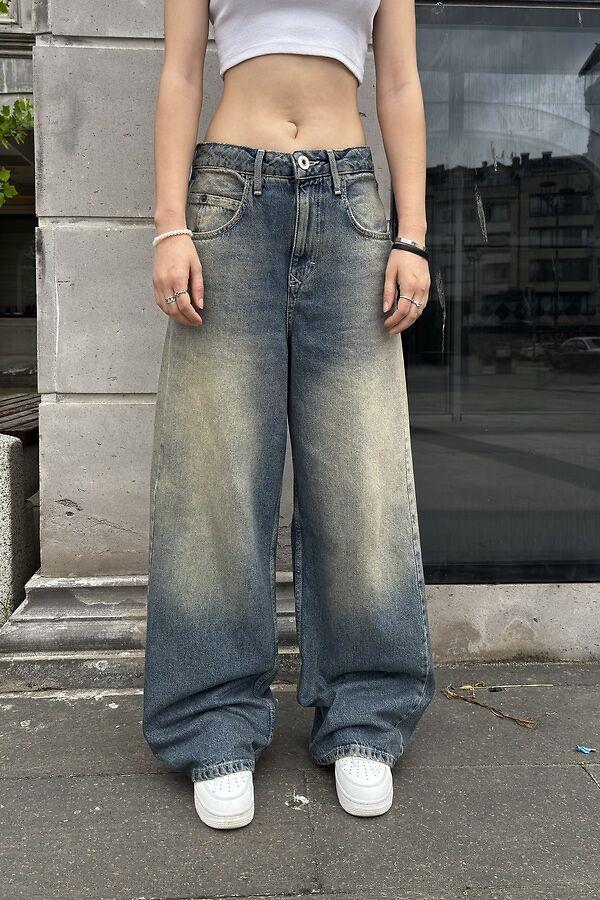Eskitme Stamped Pocket Baggy Denim Jean