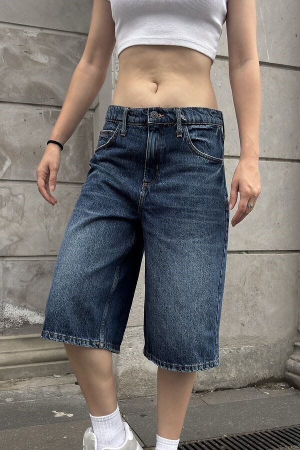 Eskitme Ton Longline Denim Jorts