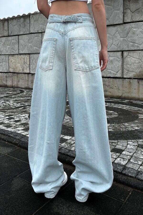 Ice Blue Logan Cinch Back Boyfriend Jeans