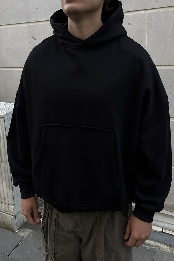 MW Heavy Black Boxy Fit Hoodie