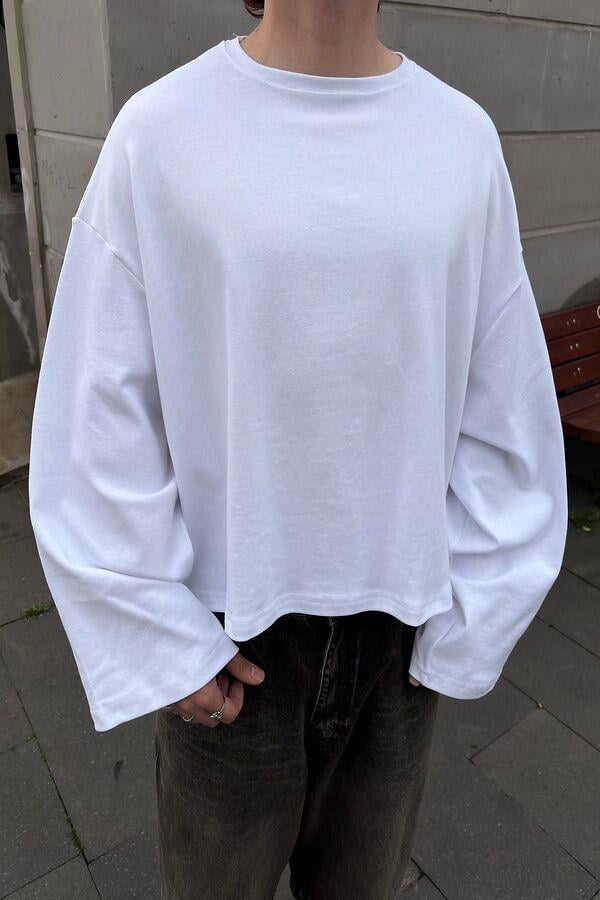 MW Premium Boxy Fit White Uzun Kollu T-shirt