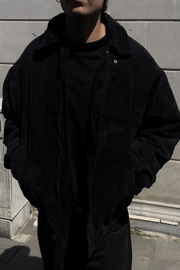 Premium Black Tone Luca Conduroy Bomber Jacket