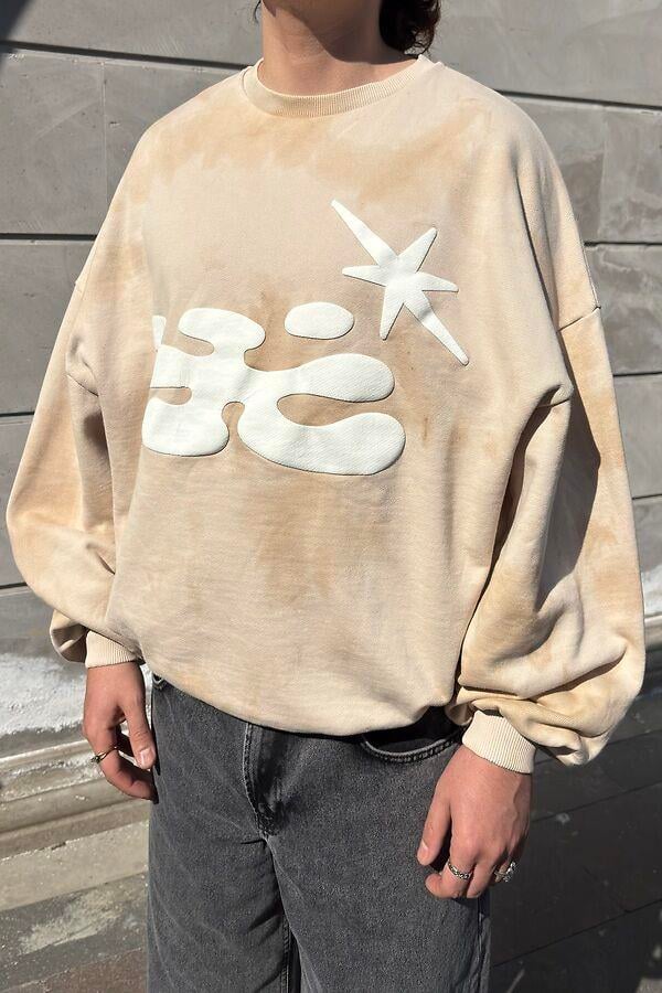Premium Kabartmalı Baskı Form Extreme Oversize Sweat
