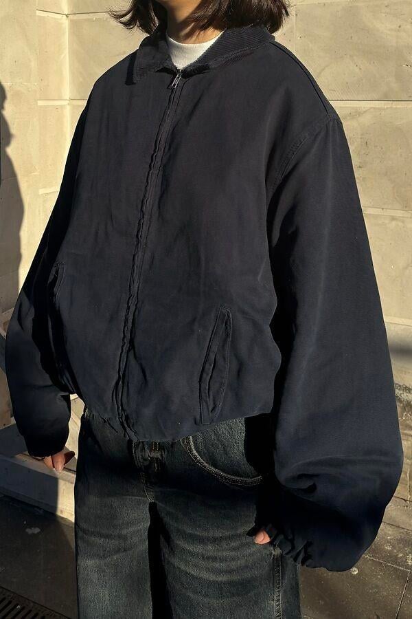 Premium Navy Blue Woolly Bomber Jacket