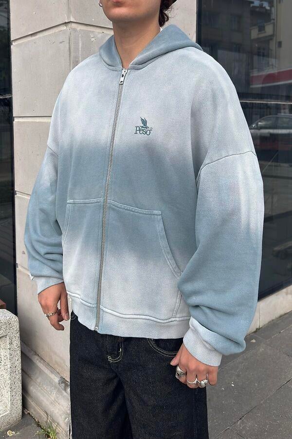 Premium Shark Grey Faded Zip Hoodie