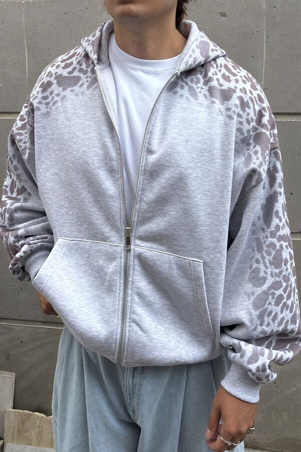 Premium Stone Vein Camo Zip Boxy Fit  Hoodie