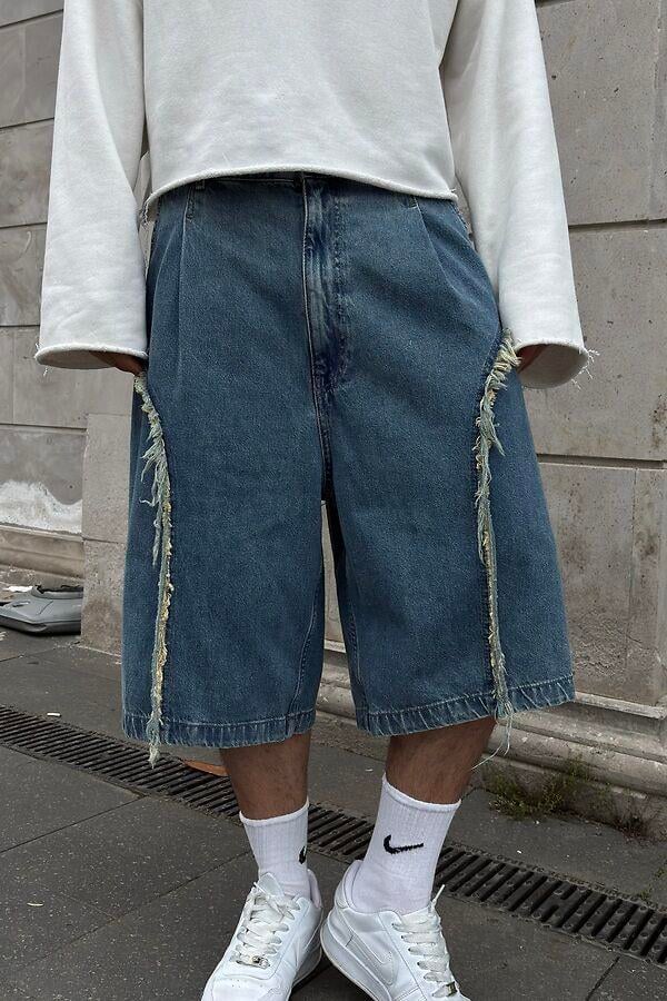 Premium Strip Tassel Denim Jorts