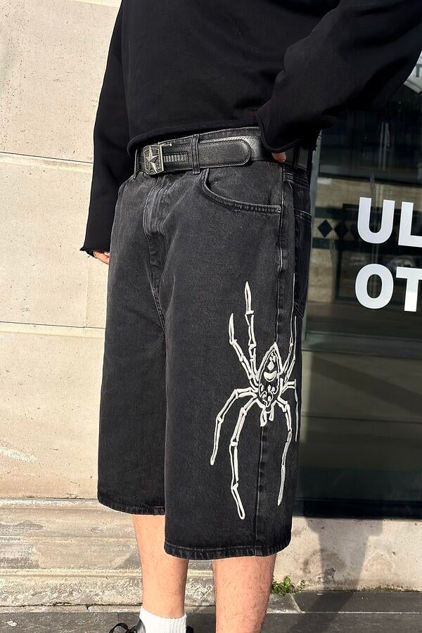 Premium Washed Jack Spider Nakışlı Jorts