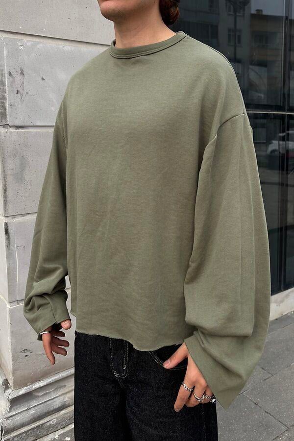 Swamp Green  Boxy Fit Cut-Off Sweatshirt