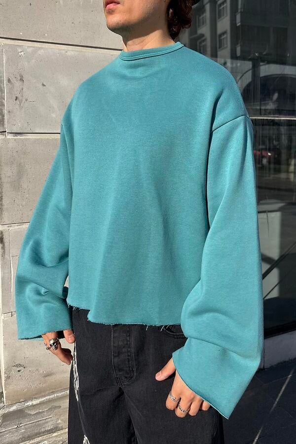 Turkuaz Boxy Fit Cut-Off Sweatshirt