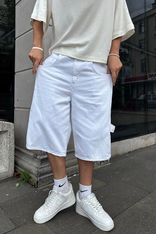 White Denim Oversized Carpenter Jorts