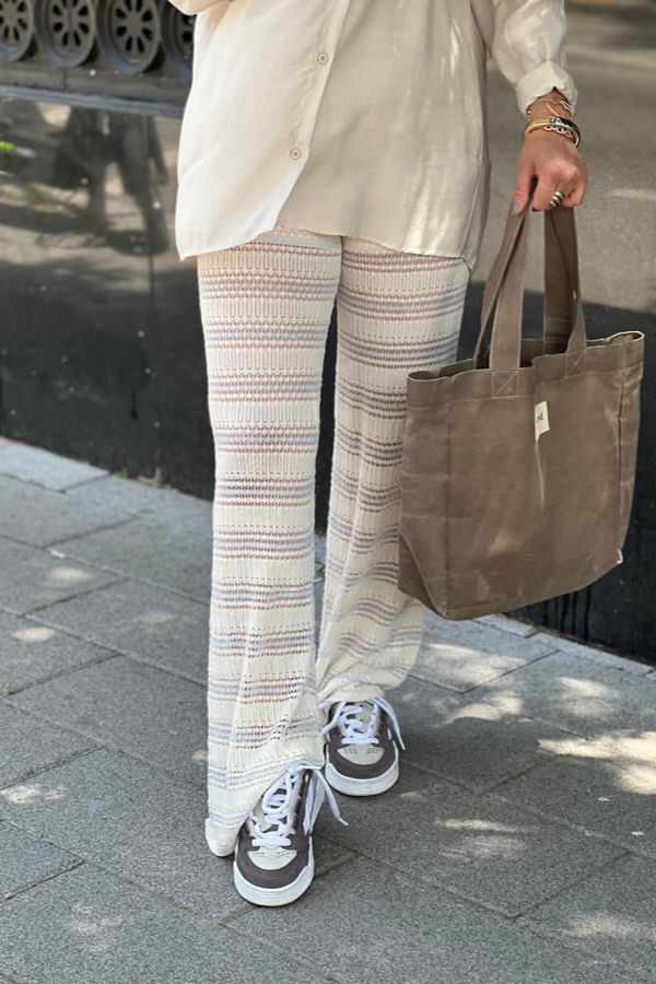 AJURLU BELİ LASTİKLİ ASTARLI TRİKO PANTOLON