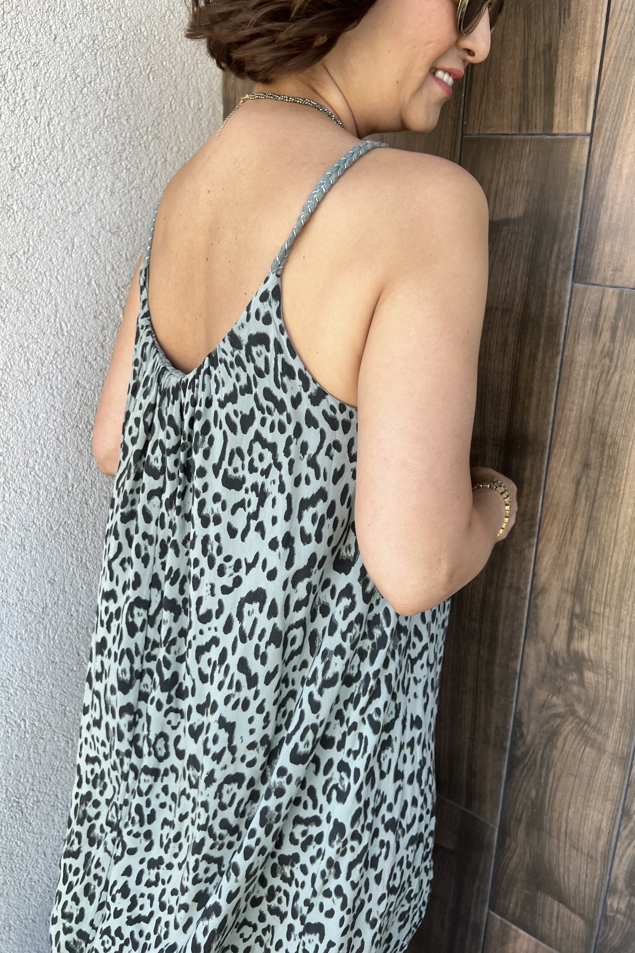 ASKILI LEOPAR ELBİSE - Haki