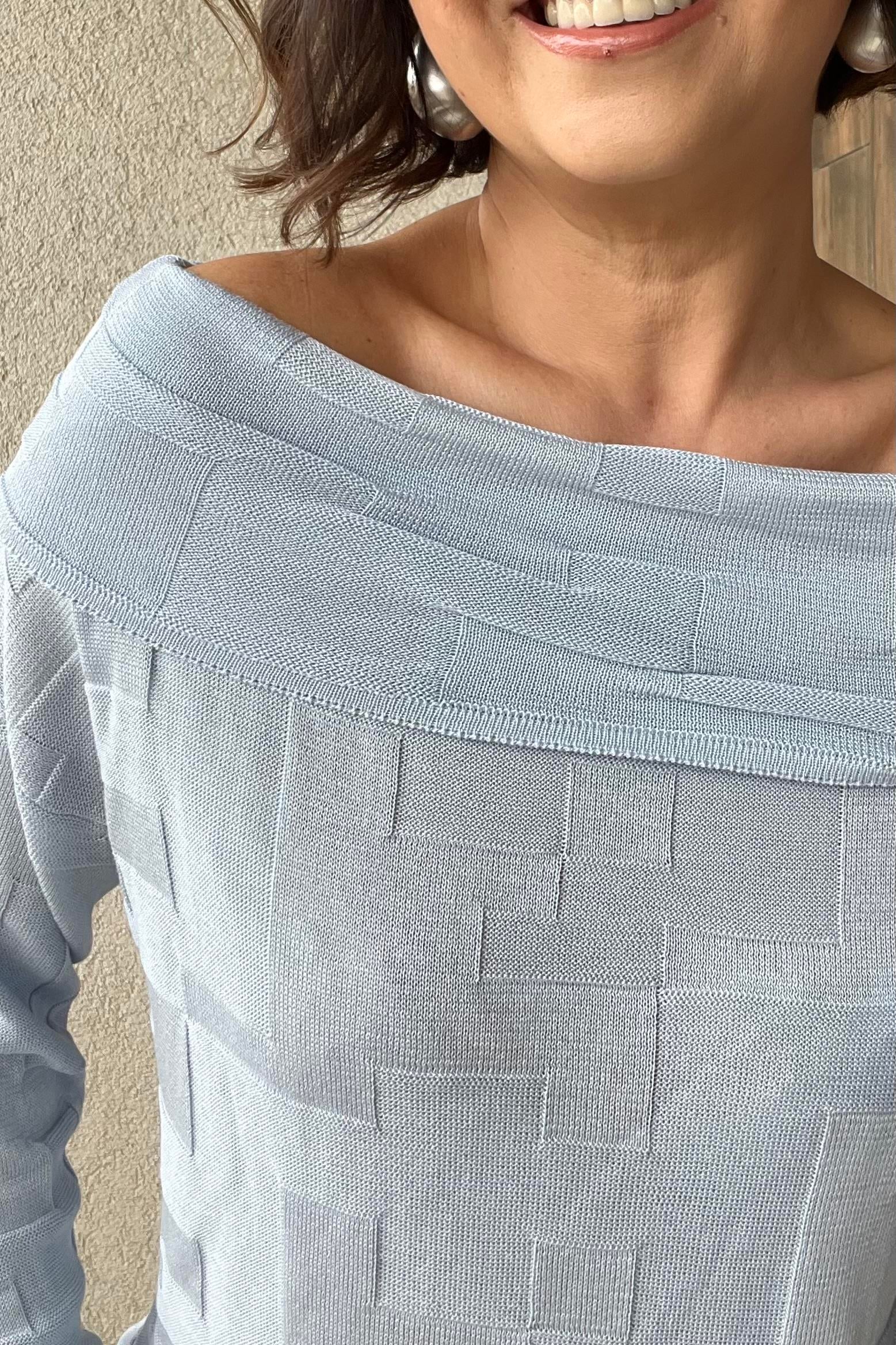 BARDOT YAKA İNCE MEVSİMLİK TRİKO - Bebe Mavi