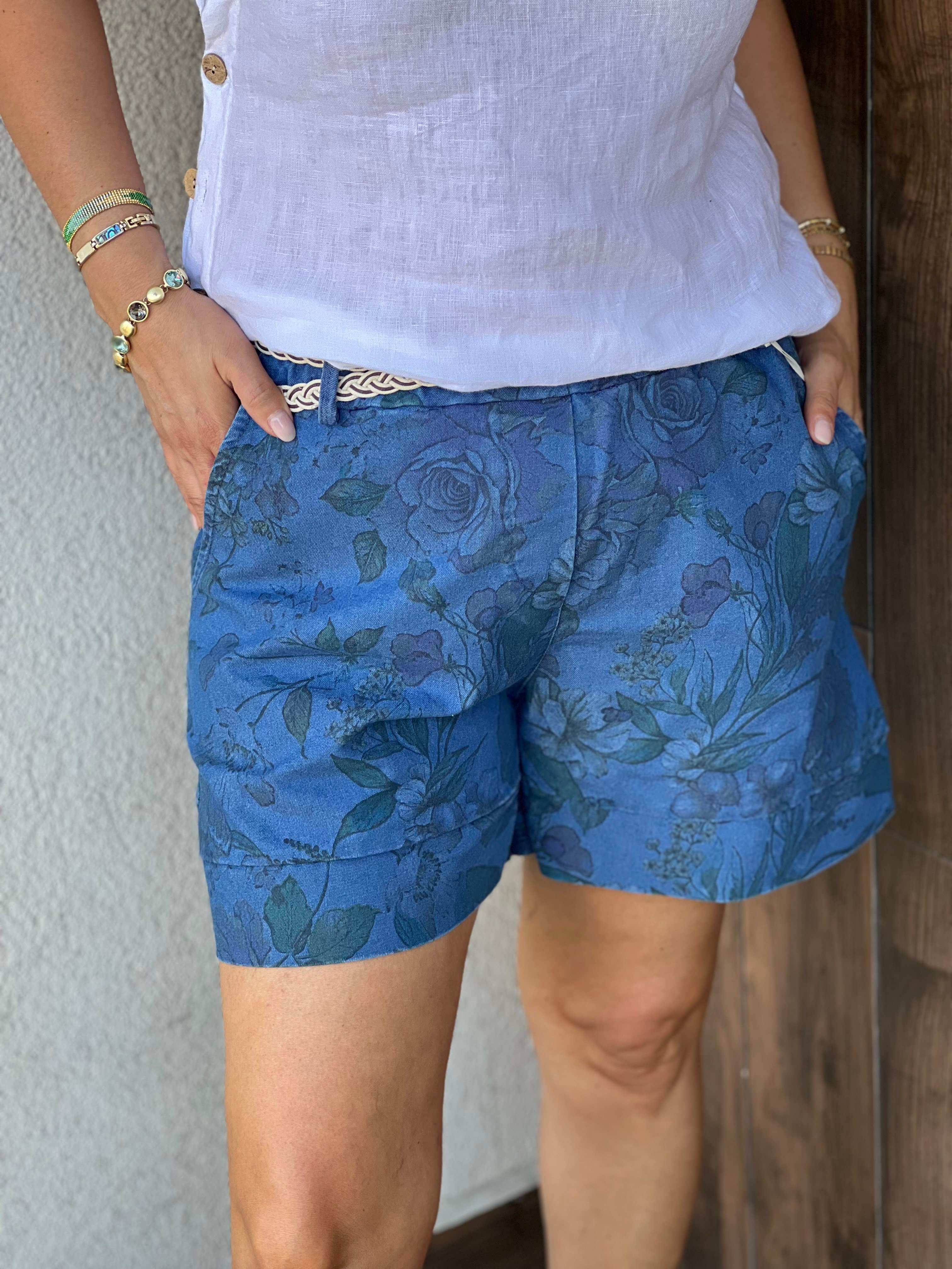 DESENLİ TENCEL JEAN ŞORT - Koyu Mavi