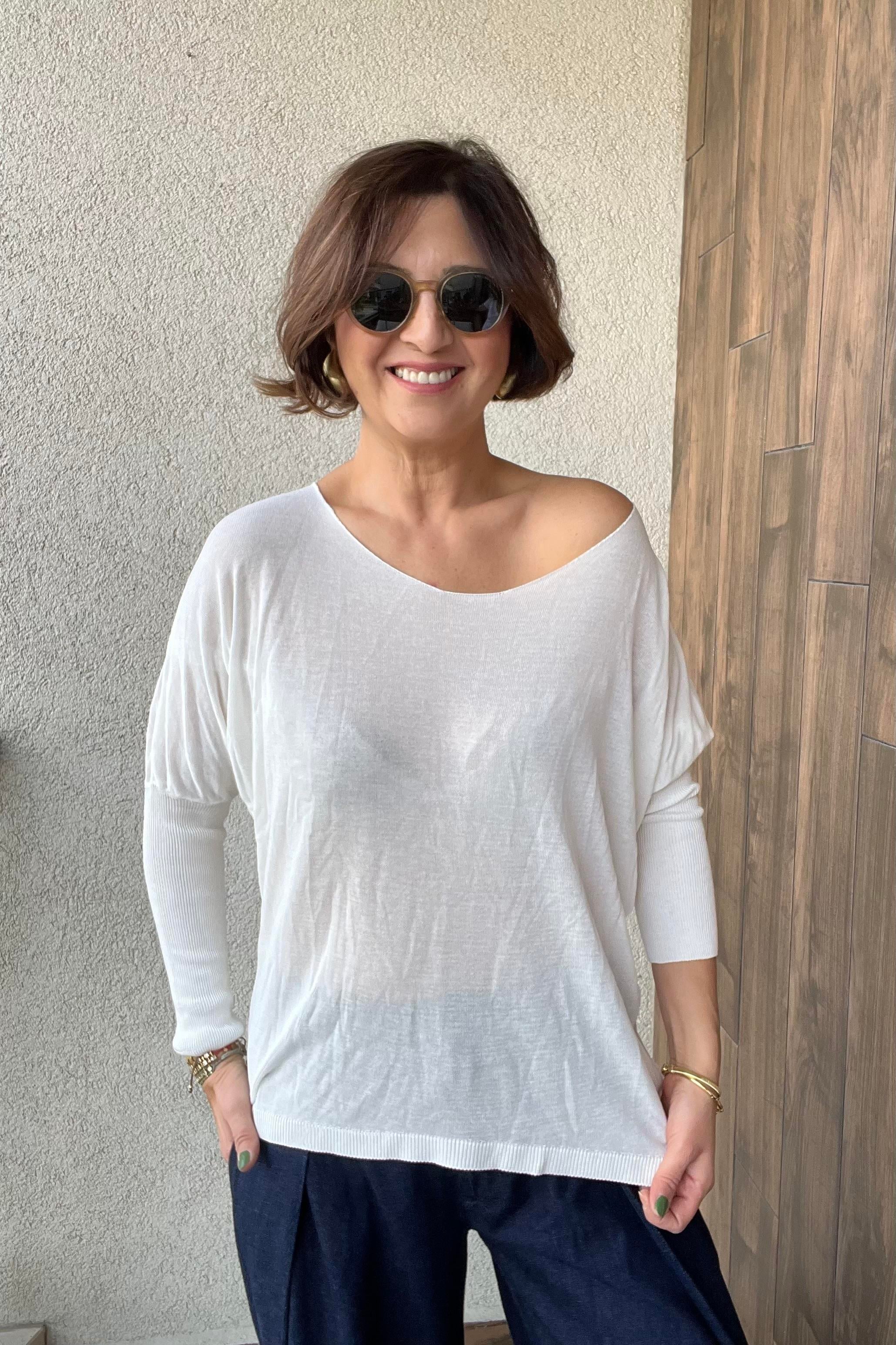 KAYIK YAKA İNCE MEVSİMLİK TRİKO - Ekru