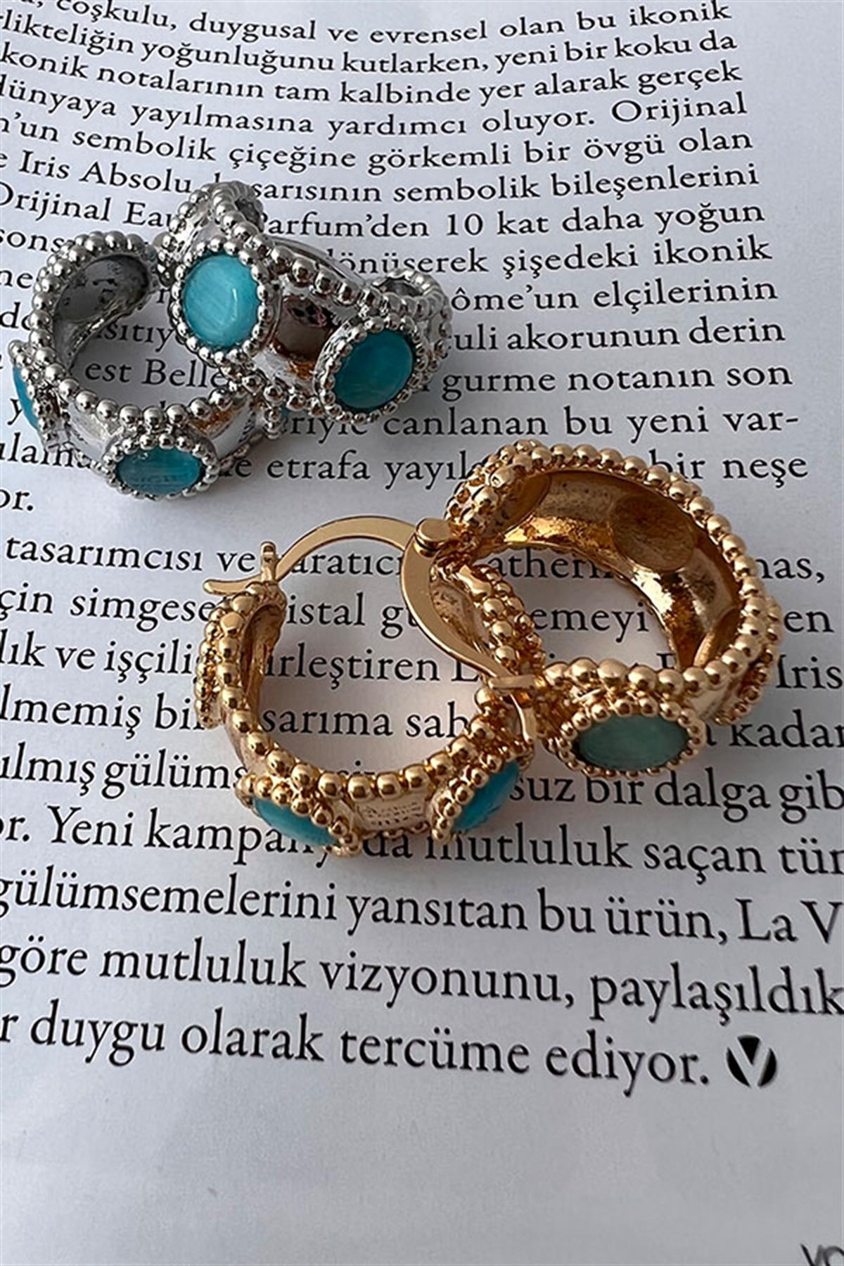 MAVİ TAŞLI HALKA KÜPE